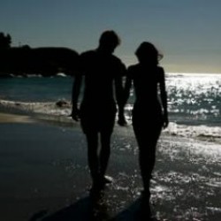 Relaxation on beach walk