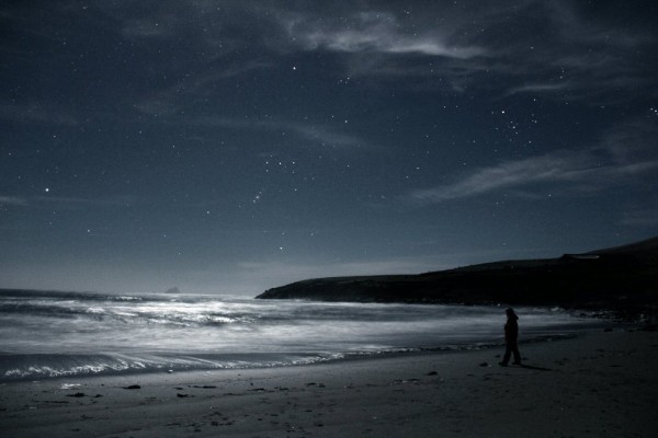 Walking St. Finian's Bay under blue almsot full moon - PADRAIG Sands